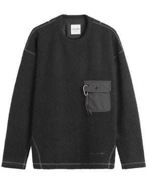 and wander Rewool Jacquard Crew Knit Jumper - Black