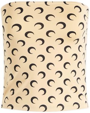 Marine Serre Moon Printed Sleeveless Tube Top - Natural