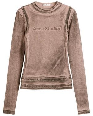 Acne Studios Elga Print Long Sleeve Top - Brown