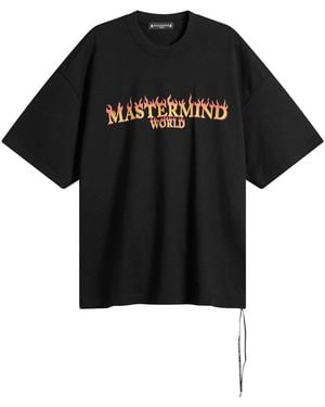 MASTERMIND WORLD Skull On Fire Shorts Sleeve T-Shirt - Black