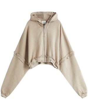 Joah Brown Deconstructed Crop Zip Hoodie - Brown