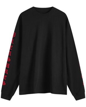 Pleasures Gothic Logo Heavyweight Long Sleeve Tee - Black