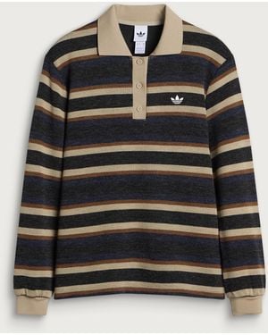adidas Striped Polo Knit Sweater - Black