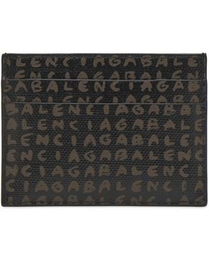 Balenciaga Canvas Logo Card Holder - Black