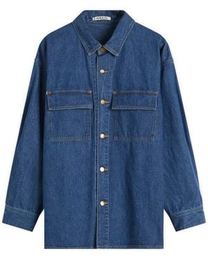AURALEE Selvedge Light Oz Denim Shirt - Blue