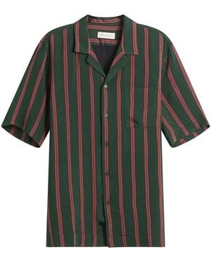 Dries Van Noten Fluid Striped Viscose Silk Shirt - Green