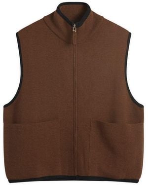 NOTHING WRITTEN Dicky Zip-Up Vest - Brown