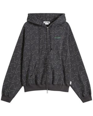 TTT MSW Dog Embroidery Zip Up Hoodie - Gray