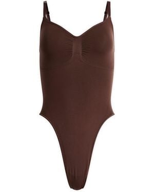 Skims Seamless Sculpt Thong Bodysuit - Brown