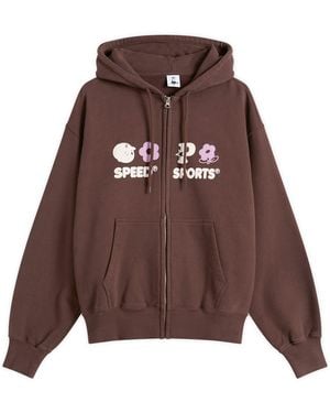 Pawa Speed Sports Multi Monogram Zip Hoodie - Brown