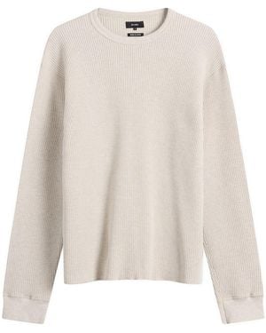 Beams Plus Waffle Crew Neck Sweatshirt - White
