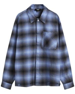 Represent End. X Distressed Flannel Shirt - Blue