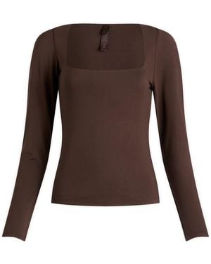 Skims Smooth Layers Square Neck Long Sleeve Top - Brown