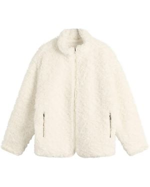 Skims Faux Fur Zip Up Jacket - Natural