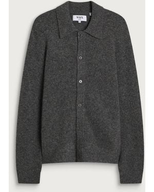 Wax London Tristan Fluffy Wool Long Sleeve Polo - Black