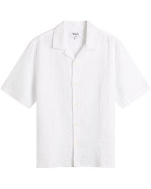 Wax London Didcot Double Weave Grid Vacation Shirt - White