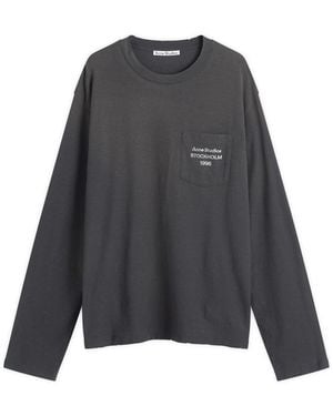 Acne Studios Long Sleeve 1996 Logo Pocket T-Shirt - Gray