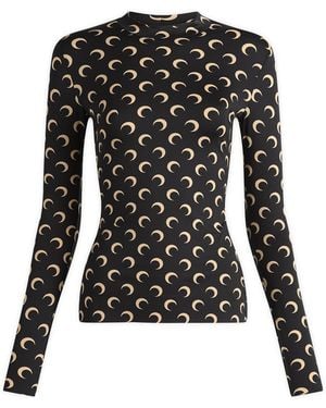 Marine Serre Moon Printed Long Sleeve Top - Black