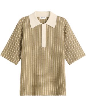 Jil Sander Cotton Bi-Colour Net Stitch Polo - Brown