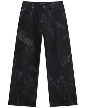 Balenciaga Washed Crayon Baggy Trousers - Blue
