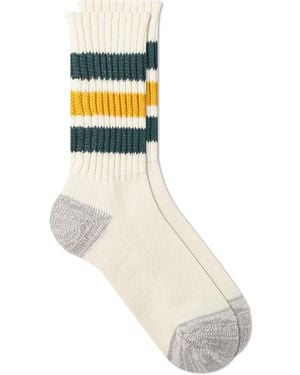 RoToTo Coarse Rib Old School Crew Sock - Blue