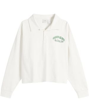 Calvin Klein Logo Cotton Jersey Polo - White
