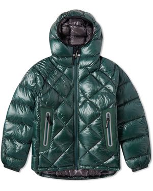 and wander Diamond Stitch Down Hooded Jacket - Green