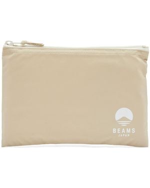 BEAMS Japan Logo A5 Flat Pouch - Natural
