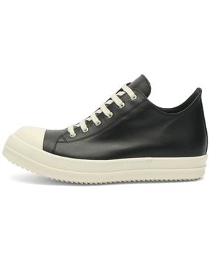 Rick Owens Leather Low Sneaks - Black