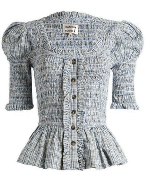 Damson Madder Mansi Shirred Blouse - Gray