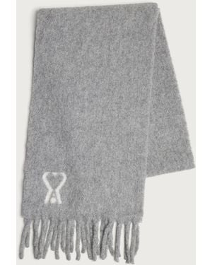 Ami Paris Alpaca Adc Jacquard Scarf - Grey