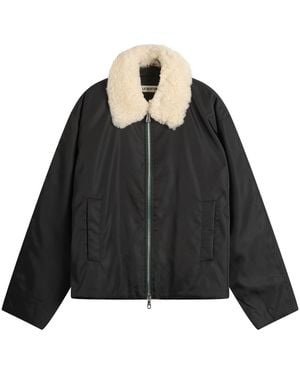 Cole Buxton High Pile Collar Cargo Jacket - Black