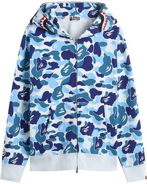 A Bathing Ape Abc Camo Shark Zip Hoodie - Blue