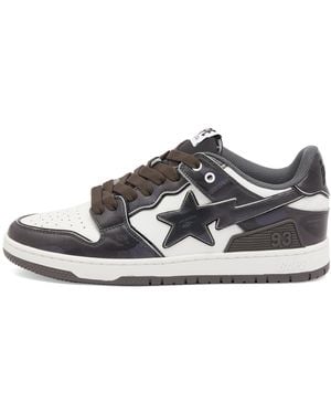 A Bathing Ape Camo Leather Sk8 Sta Trainer - Brown