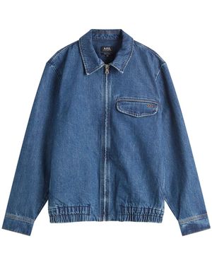 A.P.C. Fabrizio Zipped Denim Jacket - Blue