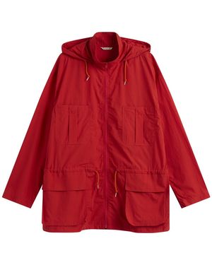 AURALEE Cotton Lawn Hooded Blouson - Red