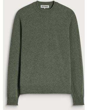 Pittari Usk Lambswool Roll Collar Jumper - Green