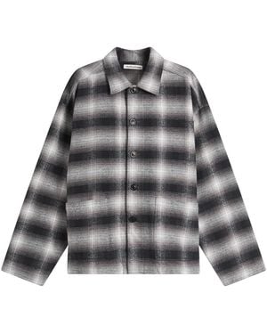YMC Pj Check Flannel Overshirt - Grey