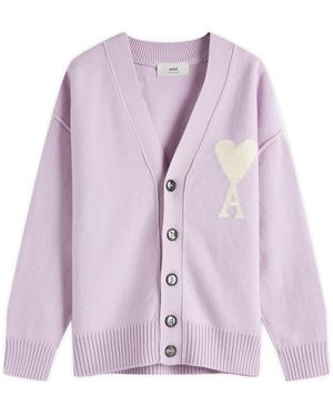 Ami Paris Off Adc Cardigan - Purple