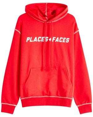PLACES+FACES Contrast Stitch Hoodie - Red