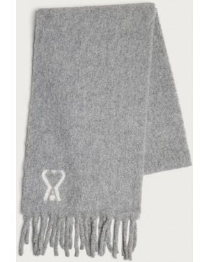 Ami Paris Alpaca Adc Jacquard Scarf - Grey