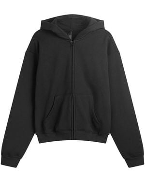 Skims Cotton Fleece Classic Zip Up Hoodie - Black
