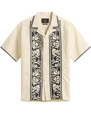 Portuguese Flannel Cross Stitch Vacation Shirt - Natural