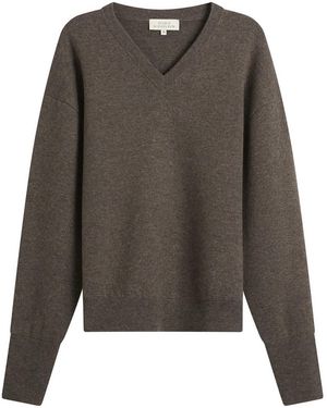 Studio Nicholson Loch Cashmere Wool V Neck Sweater - Grey