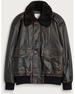 DUNST Detachable A-2 Leather Blouson Jacket - Black