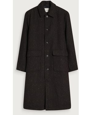 Les Deux Herringbone Wool Coat - Black