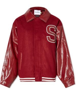 House Of Sunny Vinyl Free Fallin Bomber Jacket - Red