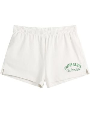 Calvin Klein Logo Cotton Jerset Short - White