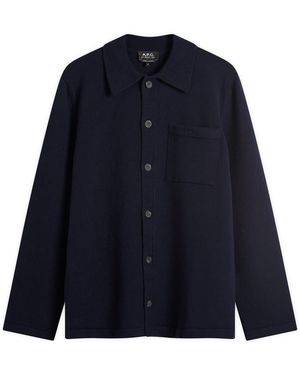A.P.C. Matti Felted Wool Shirt Jacket - Blue
