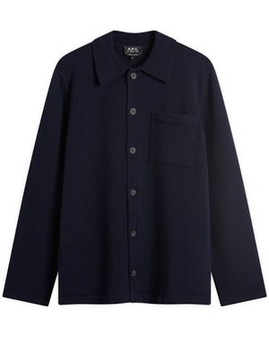 A.P.C. Matti Felted Wool Shirt Jacket - Blue